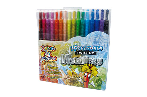 Crayones Twist-Up Jumbo x 16 - metálicos
